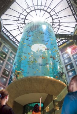 АкваДом (AquaDom), Берлине, самый большой в мире цилиндрический аквариум, CityQuartier DomAquaree, Германия