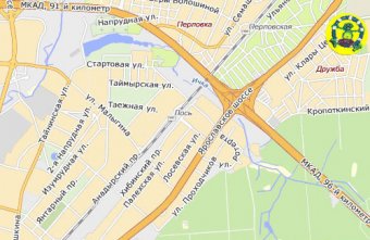 Карта проезда в Ква Ква парк на Ярославском шоссе в Мытищах